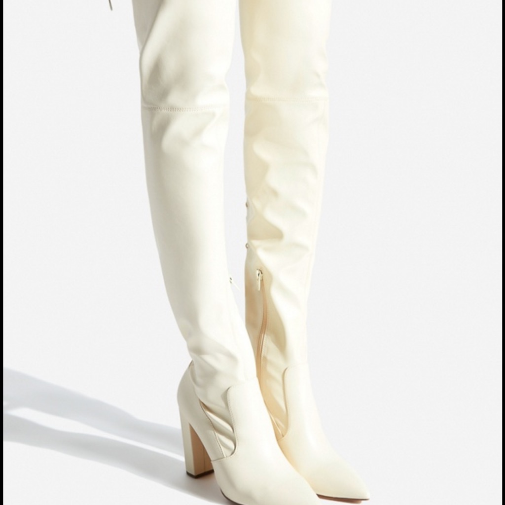 Cream Shoe Dazzle Thigh High Boots